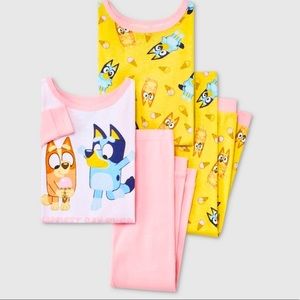 Moose Bluey Toddler Girl 4pc Bluey Snug Fit Pajama Set Pink Yellow 4T Girl